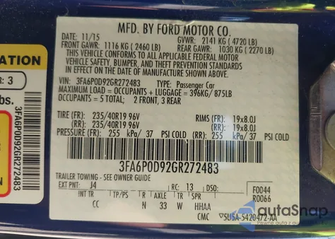 2016 Ford Fusion Titanium из США, поврежденный, VIN 3FA6P0D92GR272483